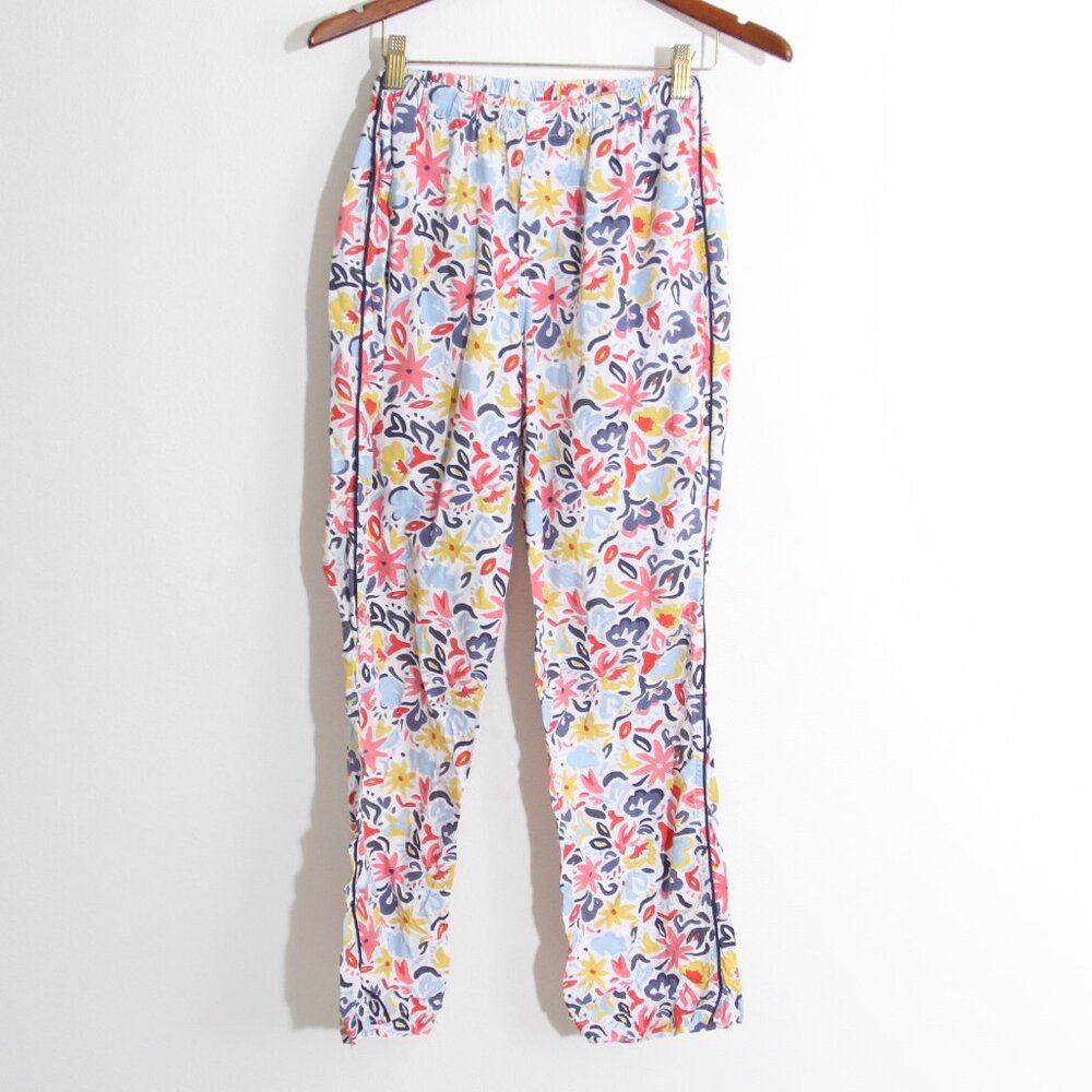 Sleepy Jones Marina Pajama Bottoms Pants Floral Printed Cotton  Pink Blue